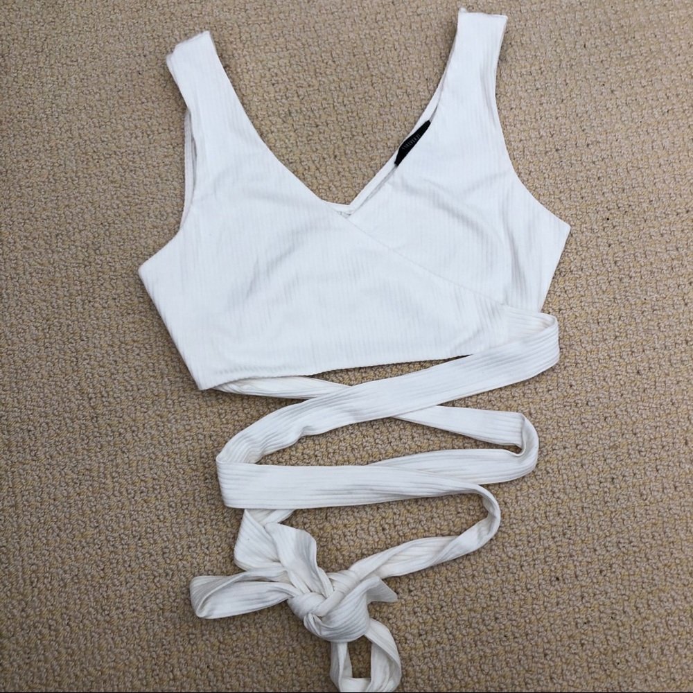 White wrap tank top
